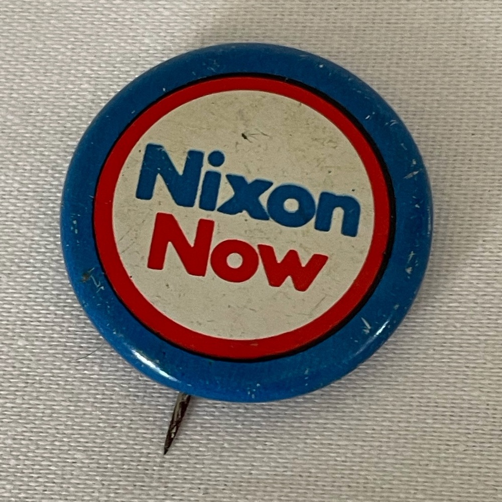 Vintage Blue 'Nixon Now' Button